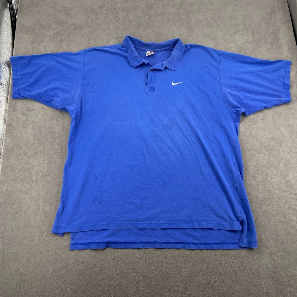 Vintage Nike Polo Shirt Mens 3XL Blue Embroidered Swoosh Logo Performance Golf